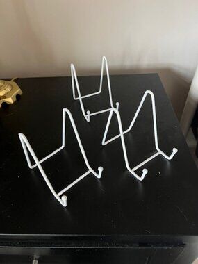 Six White Plate Stands